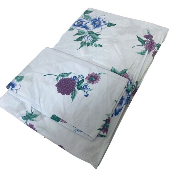 CANNON Full Fitted Sheet White Floral New Vintage No Iron Percale Cotton Blend - Picture 2 of 9